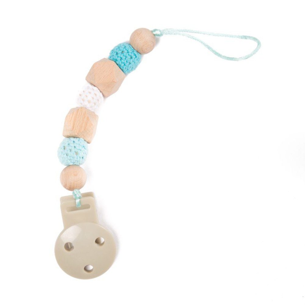 Bo Jungle řetízek na dudlík B-PACIFIER WOOD - Blue