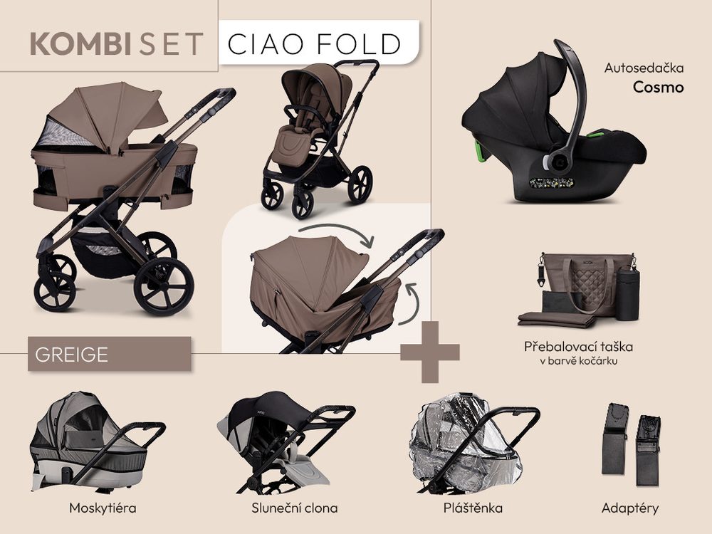 Moon CIAO FOLD kombi set - GREIGE