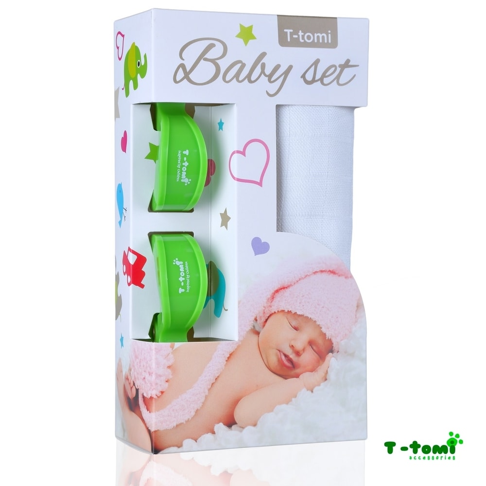 T-Tomi Baby SET Bambusová osuška barevná + kočárkový kolíček