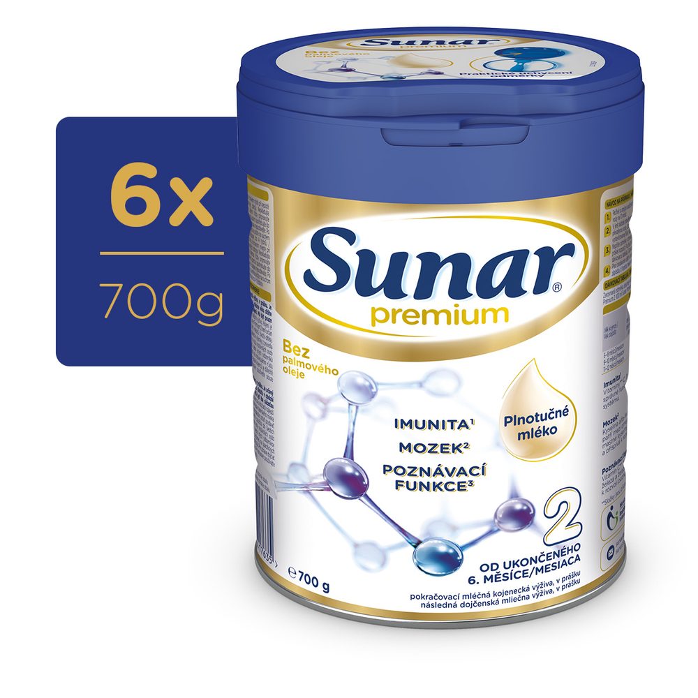 Sunar 6x Premium 2 Mléko pokračovací 700g