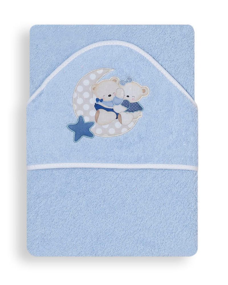 Interbaby OSUŠKA froté 100x100 MEDVÍDEK S MĚSÍČKEM - modrá