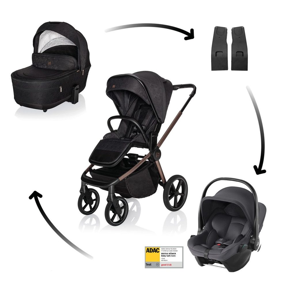 ZOPA Kočárek Move Cross 5X + autosedačka Baby-Safe Core - Quartz Black