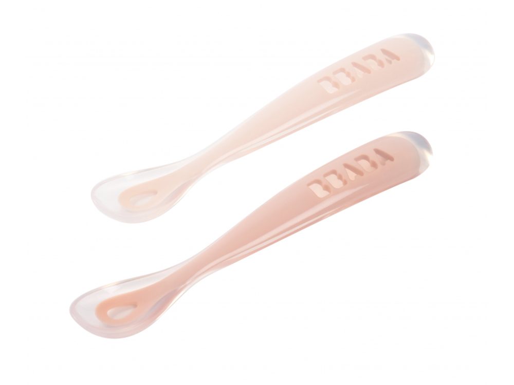 Beaba První lžičky silikonové 2 ks s pouzdrem Cotton Candy