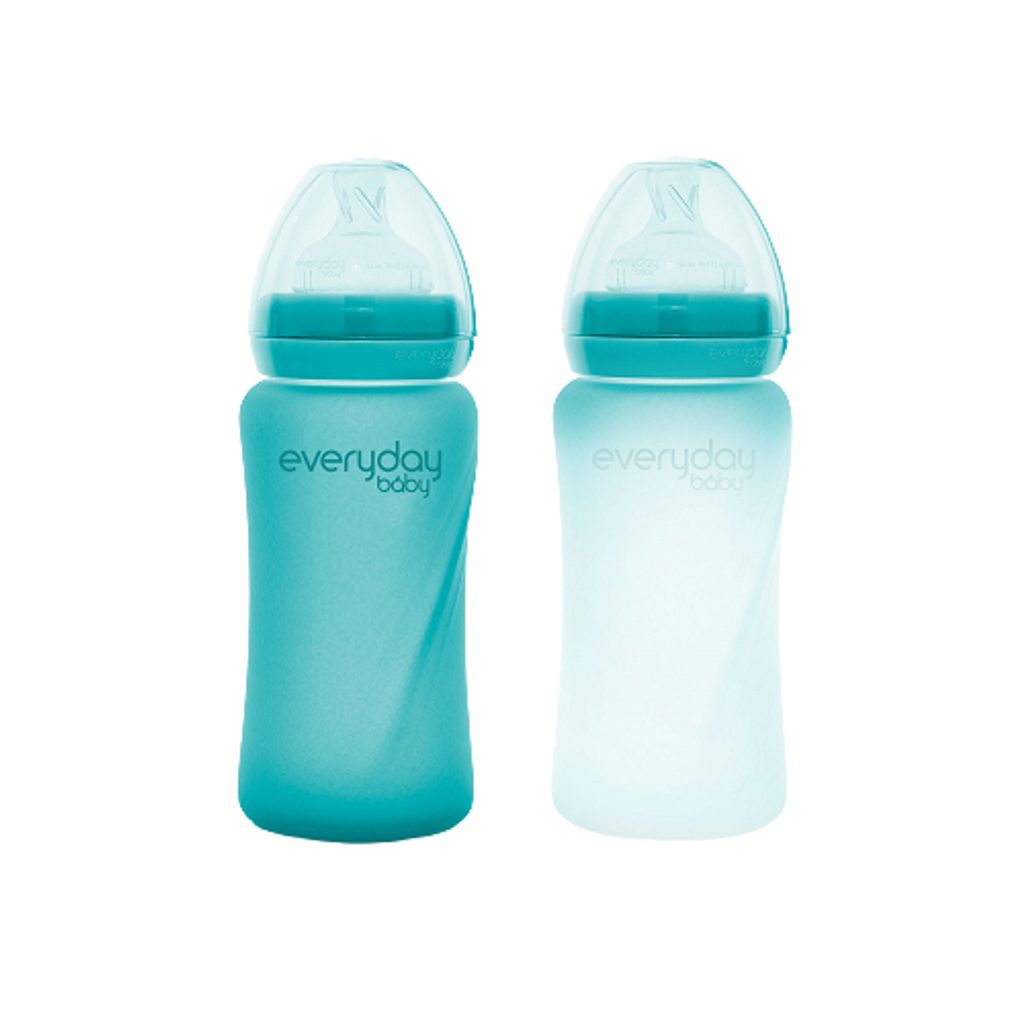 Everyday Baby skleněná láhev s termo senzorem 240 ml, Turquoise - Everyday  Baby - Kojenecké lahve - Malvík.cz