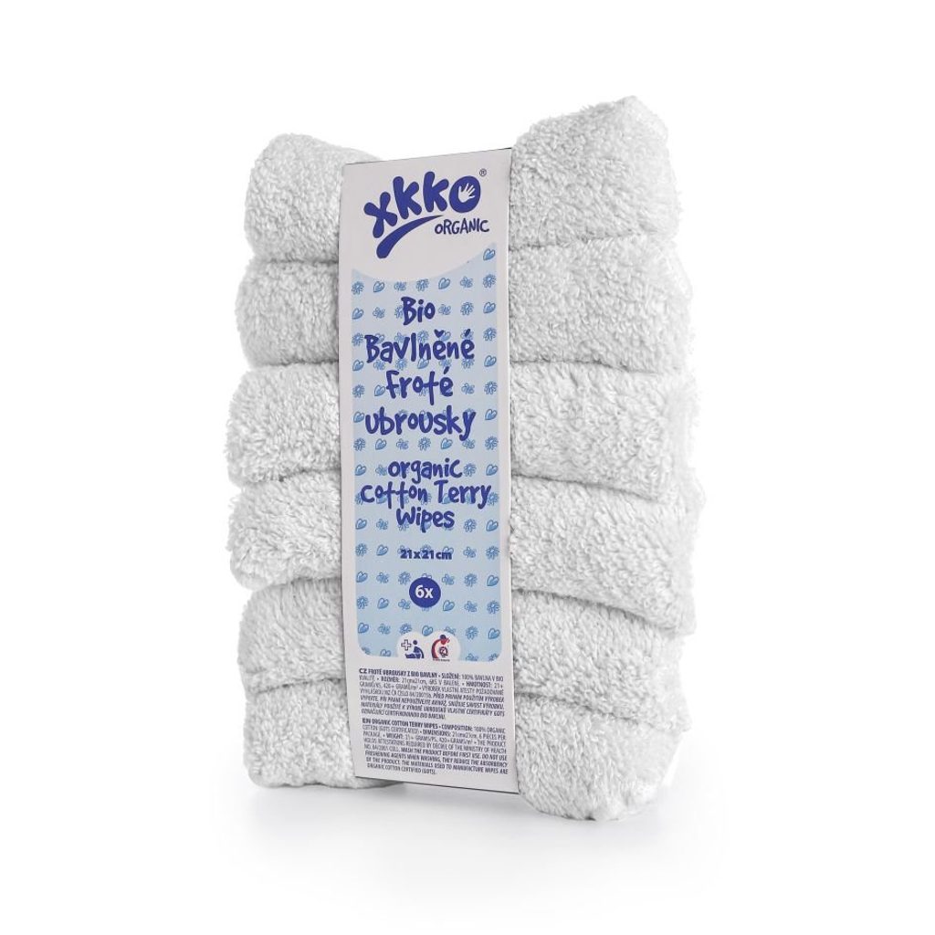 Kikko XKKO Organic BIO bavlněné froté ubrousky 21x21 Bílé - Kikko - Látkové  ubrousky - Malvík.sk - kočárky pro malé i větší