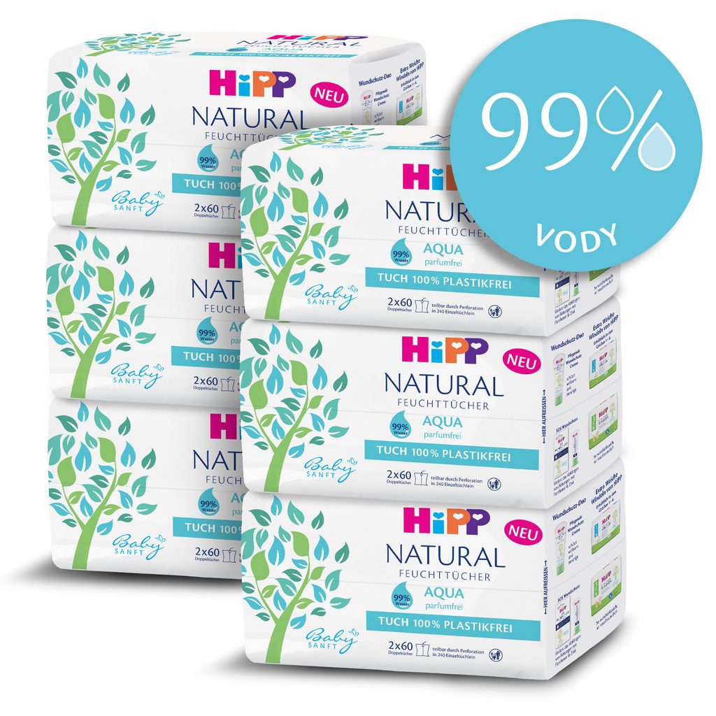 HiPP Babysanft Čistící vlhčené ubrousky Aqua Natural BOX 12x60 ks - HiPP -  Vlhčené ubrousky - Malvík.cz