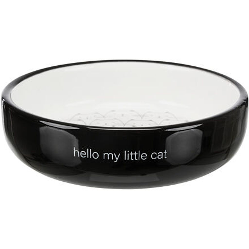 Trixie Keramická miska nízká, pro kočky s krátkým čumákem 0,3l/11 cm,  černá/bílá - Trixie - Keramické - Malvík.cz