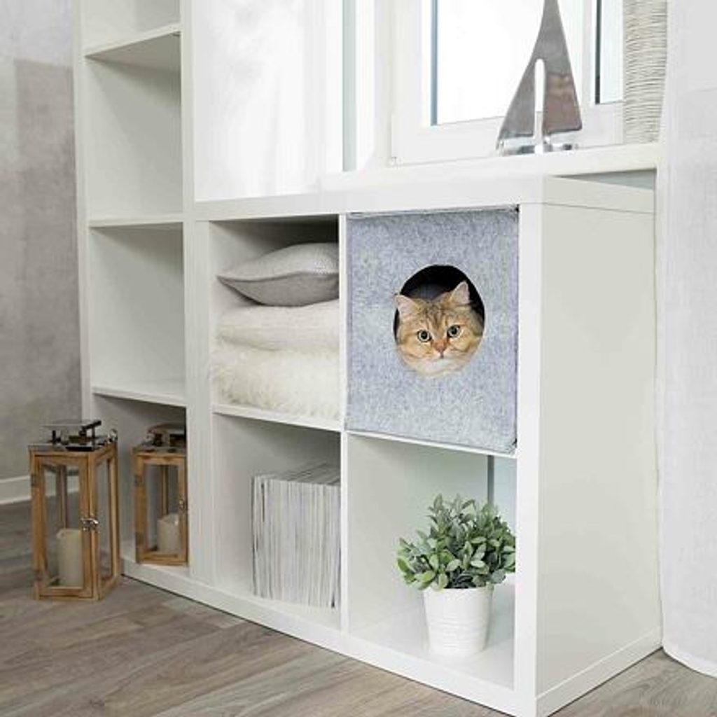 Trixie ANTON filcová krabice/jeskyně pro kočku, vhodné do IKEA regálu 33cm  šedá - Trixie - Domečky a kukaně - Malvík.cz