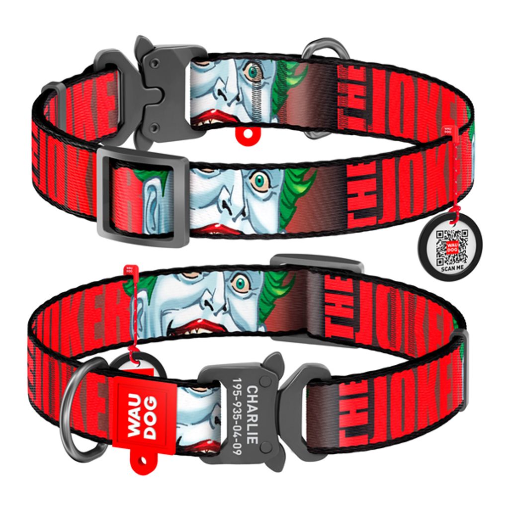 Waudog obojek nylonový DC Joker red Fastex QR (35-58cm/2,5cm) - WAUDOG -  Nylonové obojky pro psy - Malvík.cz
