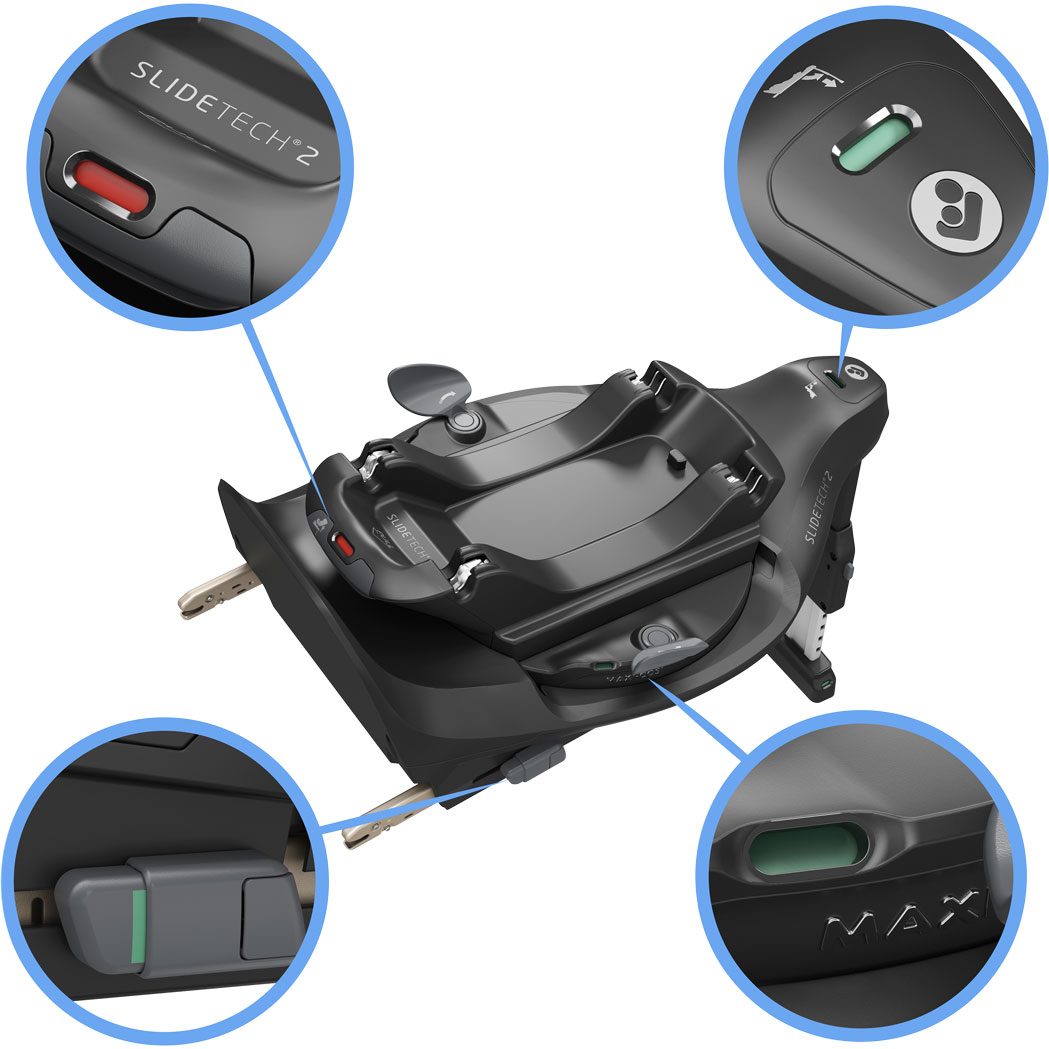 Maxi-Cosi Pebble Slide Pro - Indikátory instalace na ISOFIX