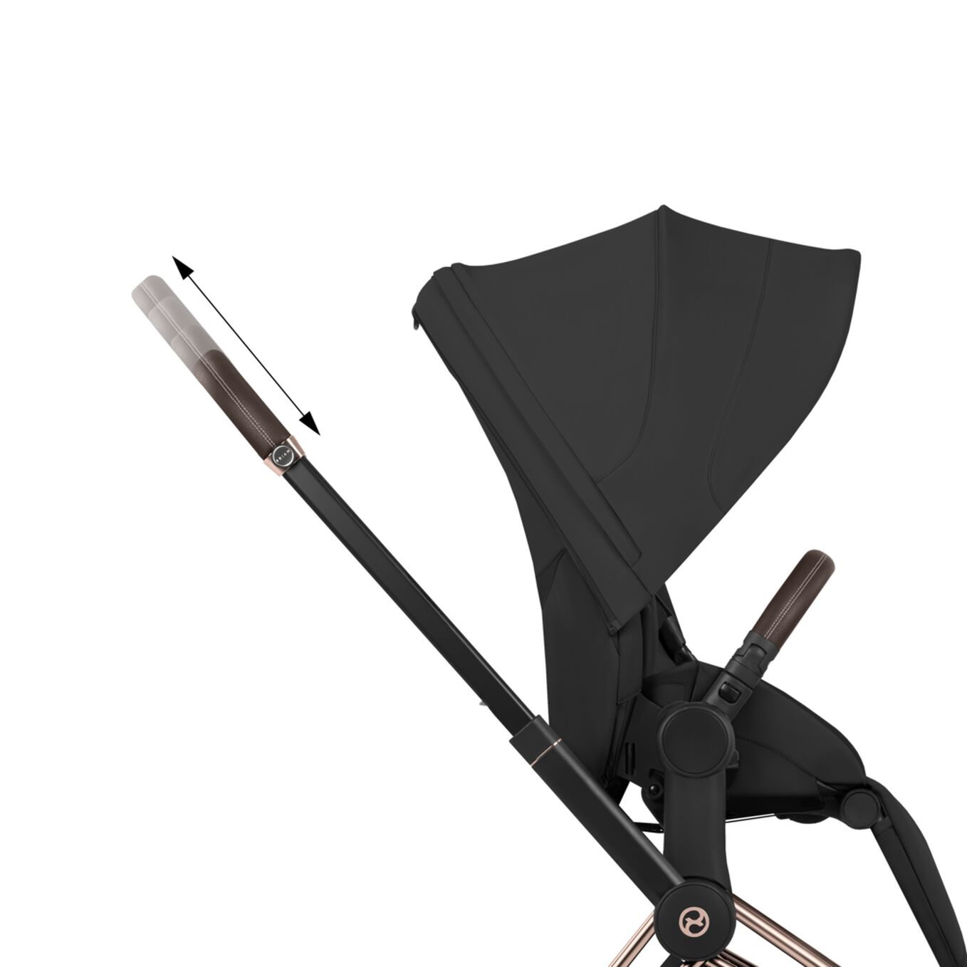 Výškově nastavitelné madlo Cybex Priam Style s koženkovým opláštěním