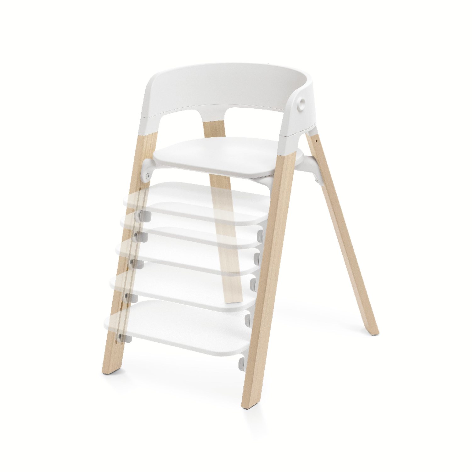 Stokke Steps nastavení výšky sedáku a podnožky bez nástrojů při každodenním používání