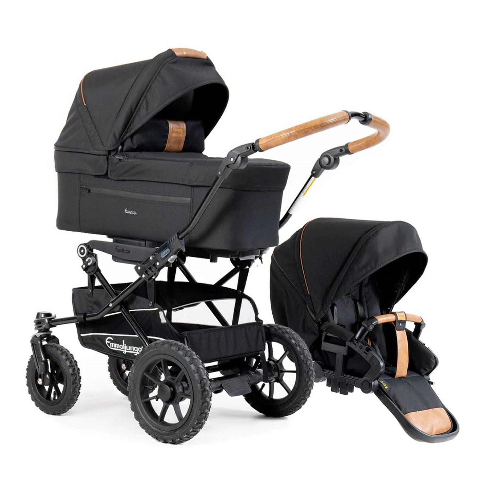 2x Emmaljunga Smart Pram Tyres With Tubes - 12 1/2 X 2 1/4 - White Wall Style, Semi-Slick Tread