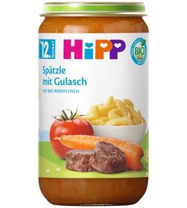 HIPP BIO ŠPECLE A GULÁŠ 250 G - MASO/ZELENINA - KRMENÍ