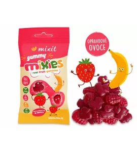 MIXIT OVOCNÉ MIXIES JAHODA & BANÁN - PŘÍRODNÍ ŽELÉ BONBÓNY - SLADKÉ ZOBÁNÍ - PRO MAMINKY