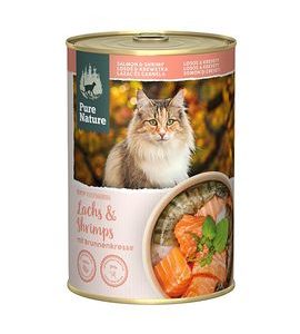 PURE NATURE CAT ADULT KONZERVA LOSOS A KREVETY S ŘEŘICHOU 375G - KONZERVY PRO KOČKY - CHOVATELSKÉ POTŘEBY MALVÍKZOO