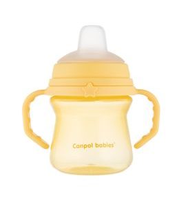 CANPOL BABIES HRNEČEK SE SILIKONOVÝM PÍTKEM FIRSTCUP 150ML ŽLUTÝ - DĚTSKÉ HRNEČKY - KRMENÍ