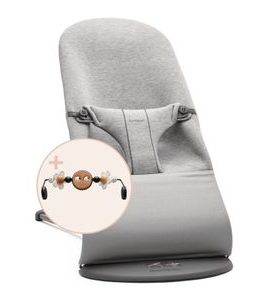 BABYBJÖRN LEHÁTKO BLISS LIGHT GREY 3D S HRAČKOU GOOGLY EYES BLACK / WHITE JERSEY - LEHÁTKA A HOUPADLA - SPINKÁNÍ