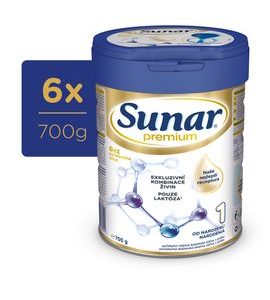 SUNAR 6X PREMIUM 1 MLÉKO POČÁTEČNÍ 700G - KOJENECKÁ MLÉKA - KRMENÍ
