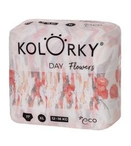 KOLORKY DAY KVĚTY XL (12-16 KG) 17 KS JEDNORÁZOVÉ EKO PLENKY - JEDNORÁZOVÉ PLENY - PŘEBALOVÁNÍ