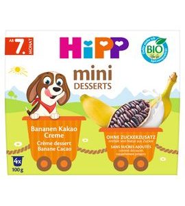 HIPP BIO MLÉČNÝ DEZERT BANÁN KAKAO 4X100G - OVOCE/DEZERTY - KRMENÍ
