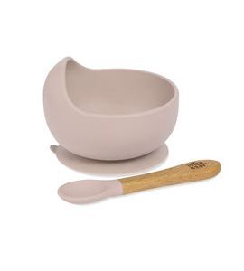 INTERBABY MISKA SILIKONOVÁ + LŽIČKA SILIKONOVÁ - RŮŽOVÁ - MISKY, TALÍŘKY A PODLOŽKY - KRMENÍ