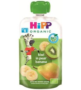 HIPP BIO 100% OVOCE HRUŠKA-BANÁN-KIWI - KAPSIČKY - KRMENÍ