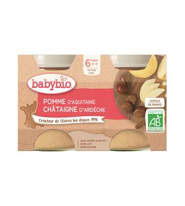 BABYBIO JABLKO S KAŠTANOVÝM PYRÉ 2X130 G - OVOCE/DEZERTY - KRMENÍ