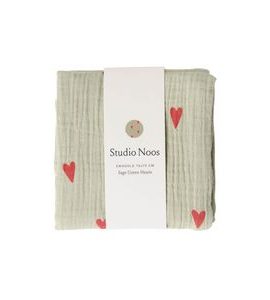 STUDIO NOOS SWADDLE ZAVINOVAČKA PRINT MEDIUM GREEN HEARTS - ZAVINOVACÍ PLENY / OSUŠKY VELKÉ - PŘEBALOVÁNÍ