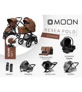 MOON RESEA FOLD KOMBI SET - COGNAC - KOMBINACE S PŘÍSLUŠENSTVÍM - KOČÁRKY A PŘÍSLUŠENSTVÍ