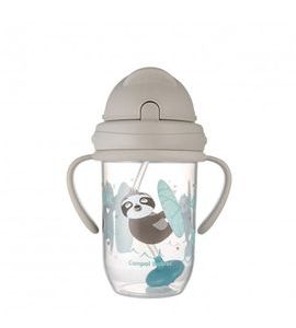 CANPOL BABIES NEVYLÉVACÍ HRNEČEK SE SLÁMKOU A ZÁVAŽÍM EXOTIC ANIMALS 270ML - DĚTSKÉ HRNEČKY - KRMENÍ