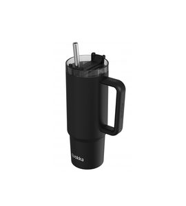 QUOKKA NEREZOVÝ TERMOHRNEK S BRČKEM VIBE BLACK 880 ML - SPORTOVNÍ LAHVE - KRMENÍ