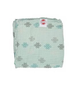 LODGER DREAMER MUSLIN KNOT XANDU SILT GREEN 120 X 120 CM - DĚTSKÉ DEKY PRO MIMINKA - SPINKÁNÍ