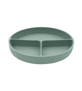 KIKKABOO TALÍŘ DĚLENÝ S PŘÍSAVKOU PLATINUM SILICONE SAGE - MISKY, TALÍŘKY A PODLOŽKY - KRMENÍ