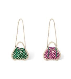 STUDIO NOOS MACRAME MINI HAND BAG NATURAL & PURPLE GREEN SÍŤKA - DOPLŇKY - PRO MAMINKY