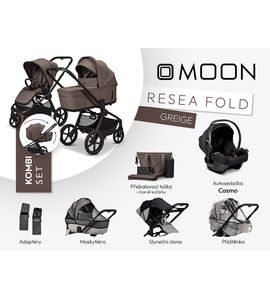 MOON RESEA FOLD KOMBI SET - GREIGE - KOMBINACE S PŘÍSLUŠENSTVÍM - KOČÁRKY A PŘÍSLUŠENSTVÍ