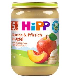 HIPP BIO JABLKA S BANÁNY A BROSKVEMI 190 G - OVOCE/DEZERTY - KRMENÍ