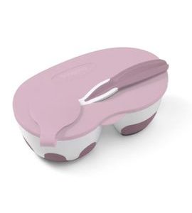 BABYONO MISKA 2V1 UZAVÍRATELNÁ, SE LŽIČKOU 200+150 ML MODRÁ 6M+ - KRABIČKY NA SVAČINU - KRMENÍ