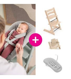 STOKKE® TRIPP TRAPP® + NOVOROZENECKÁ SADA + BABY SET ZVÝHODNĚNÁ SADA - JÍDELNÍ ŽIDLIČKY DŘEVĚNÉ - KRMENÍ