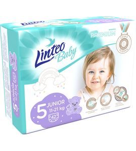 LINTEO BABY PLENKY PREMIUM JUNIOR 42KS - JEDNORÁZOVÉ PLENY - PŘEBALOVÁNÍ