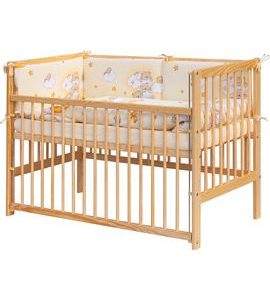 SCARLETT DĚTSKÁ POSTÝLKA S KOMPLETNÍ VÝBAVOU SCARLETT 120 X 60 CM - MRÁČEK - BÉŽOVÁ - DŘEVĚNÉ POSTÝLKY - SPINKÁNÍ