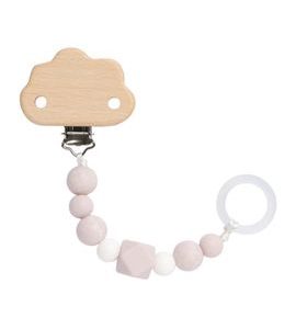 LÄSSIG SOOTHER HOLDER WOOD/SILICONE LITTLE UNIVERSE CLOUD POWDER PINK - ŠIDÍTKA A DOPLŇKY - KRMENÍ