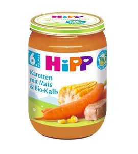 HIPP BIO MRKEV S KUKUŘICÍ A BIO TELECÍM MASEM - MASO/ZELENINA - KRMENÍ