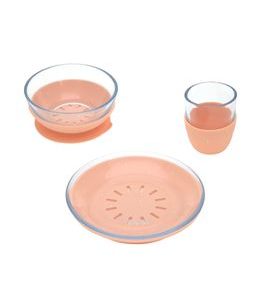 LÄSSIG DISH SET GLASS/SILICONE APRICOT - MISKY, TALÍŘKY A PODLOŽKY - KRMENÍ