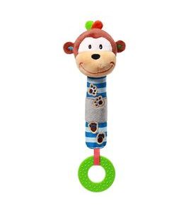 BABYONO HRAČKA PÍSKACÍ S KOUSÁTKOU OPIČKA GEORGE 3M+ - CHRASTÍTKA - PRO DĚTI