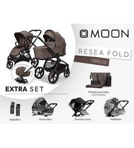 MOON RESEA FOLD EXTRA SET - GREIGE - KOMBINACE S PŘÍSLUŠENSTVÍM - KOČÁRKY A PŘÍSLUŠENSTVÍ