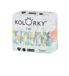 KOLORKY DAY ŠTĚTCE L (8-13 KG) 19 KS JEDNORÁZOVÉ EKO PLENKY - JEDNORÁZOVÉ PLENY - VŠETKO NA PREBAĽOVANIE