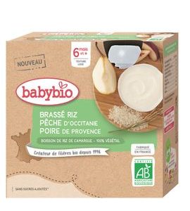 BABYBIO RÝŽOVÁ KAŠE S BROSKVÍ A HRUŠKOU 4X85 G - OVOCE/DEZERTY - KRMENÍ