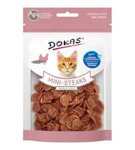 DOKAS DOKAS - KUŘE A TRESKA MINI STEAKY PRO KOČKY 25 G - DENTÁLNÍ PAMLSKY PRO KOČKY - CHOVATELSKÉ POTŘEBY MALVÍKZOO