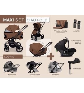 MOON CIAO FOLD MAXI SET - COGNAC - TROJKOMBINACE - KOČÁRKY A PŘÍSLUŠENSTVÍ